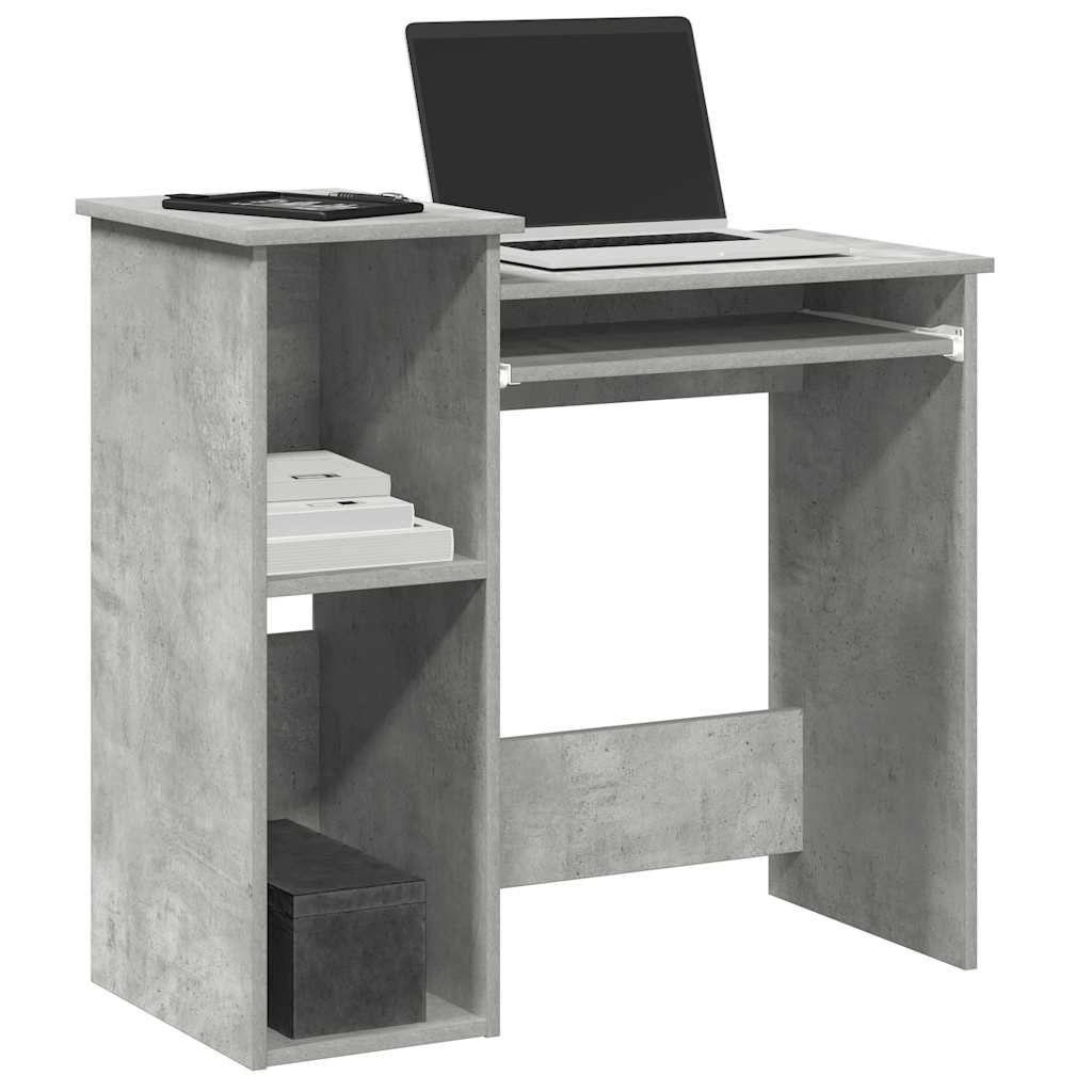 Desk with shelves 84x40x78 cm processed wood concrete gray