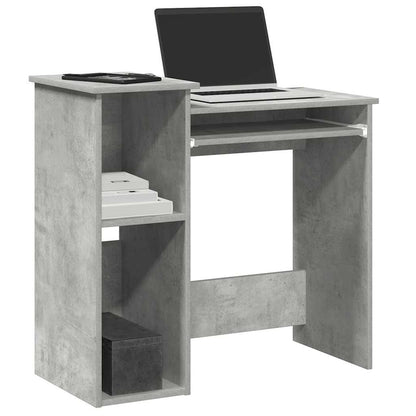 Desk with shelves 84x40x78 cm processed wood concrete gray
