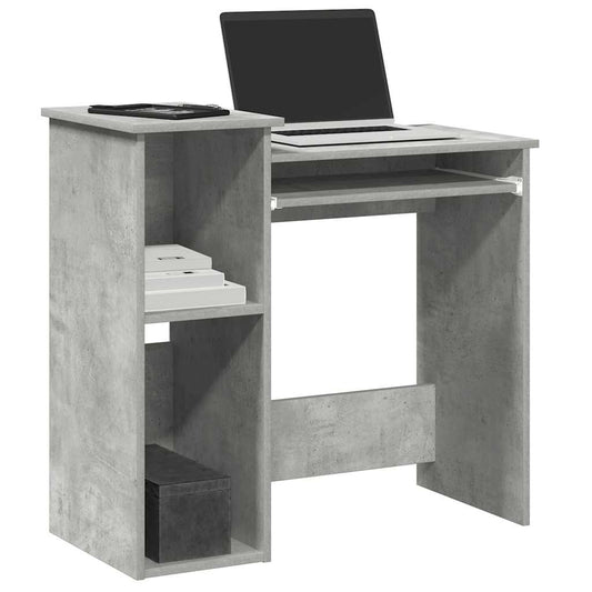 Desk with shelves 84x40x78 cm processed wood concrete gray