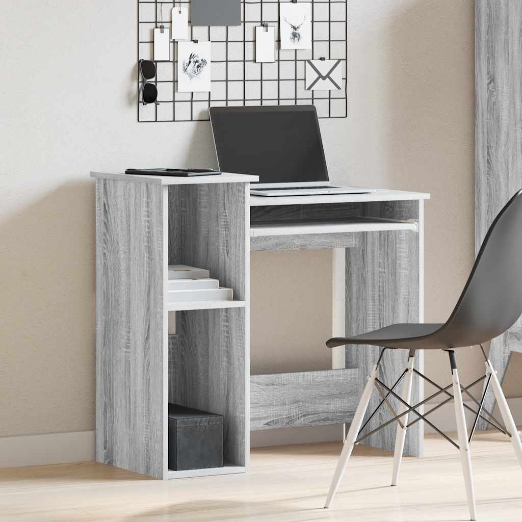 Desk with shelves 84x40x78 cm processed wood gray sonoma