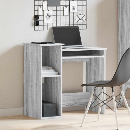 Desk with shelves 84x40x78 cm processed wood gray sonoma