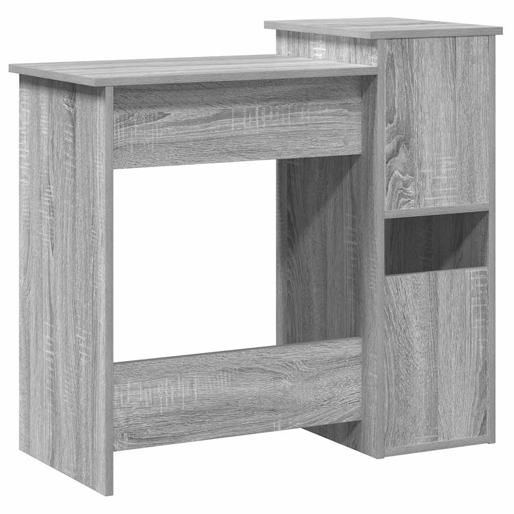 Desk with shelves 84x40x78 cm processed wood gray sonoma