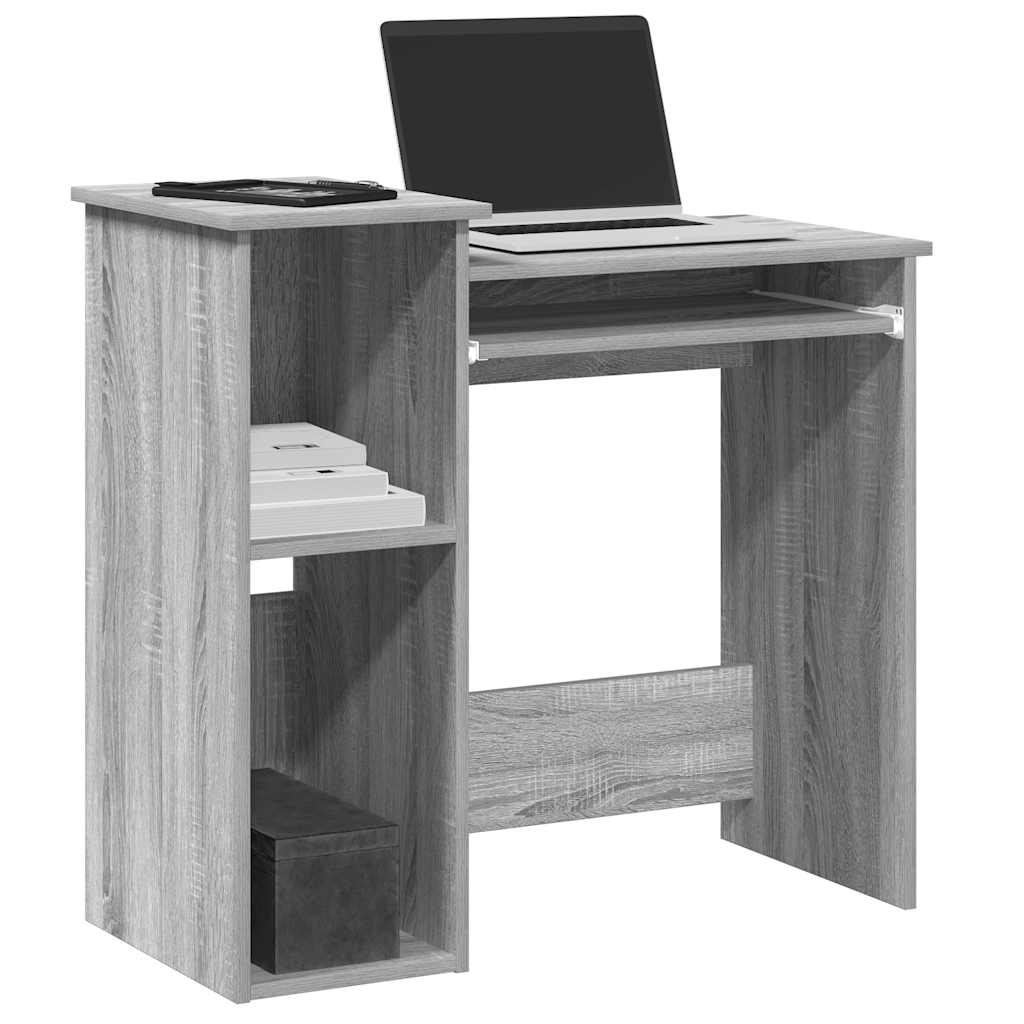 Desk with shelves 84x40x78 cm processed wood gray sonoma