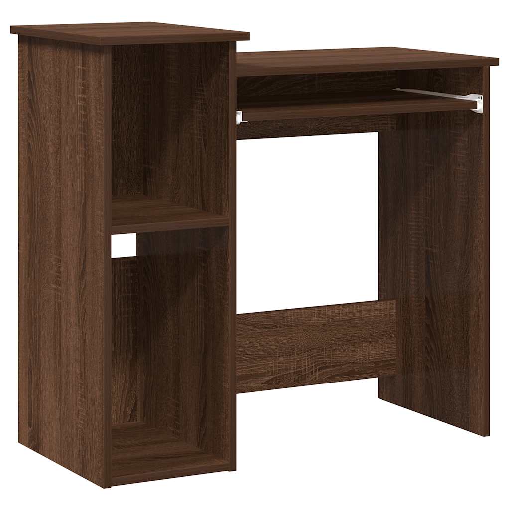 Desk with shelves 84x40x78 cm processed wood brown oak color