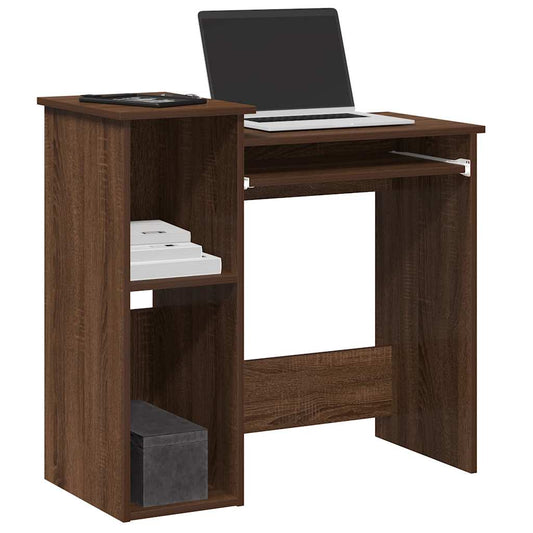 Desk with shelves 84x40x78 cm processed wood brown oak color