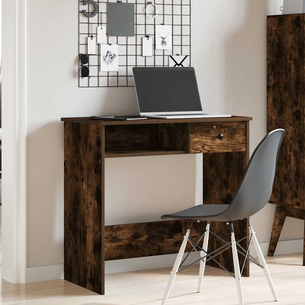 Desk 80x40x75 cm processed wood smoked oak color