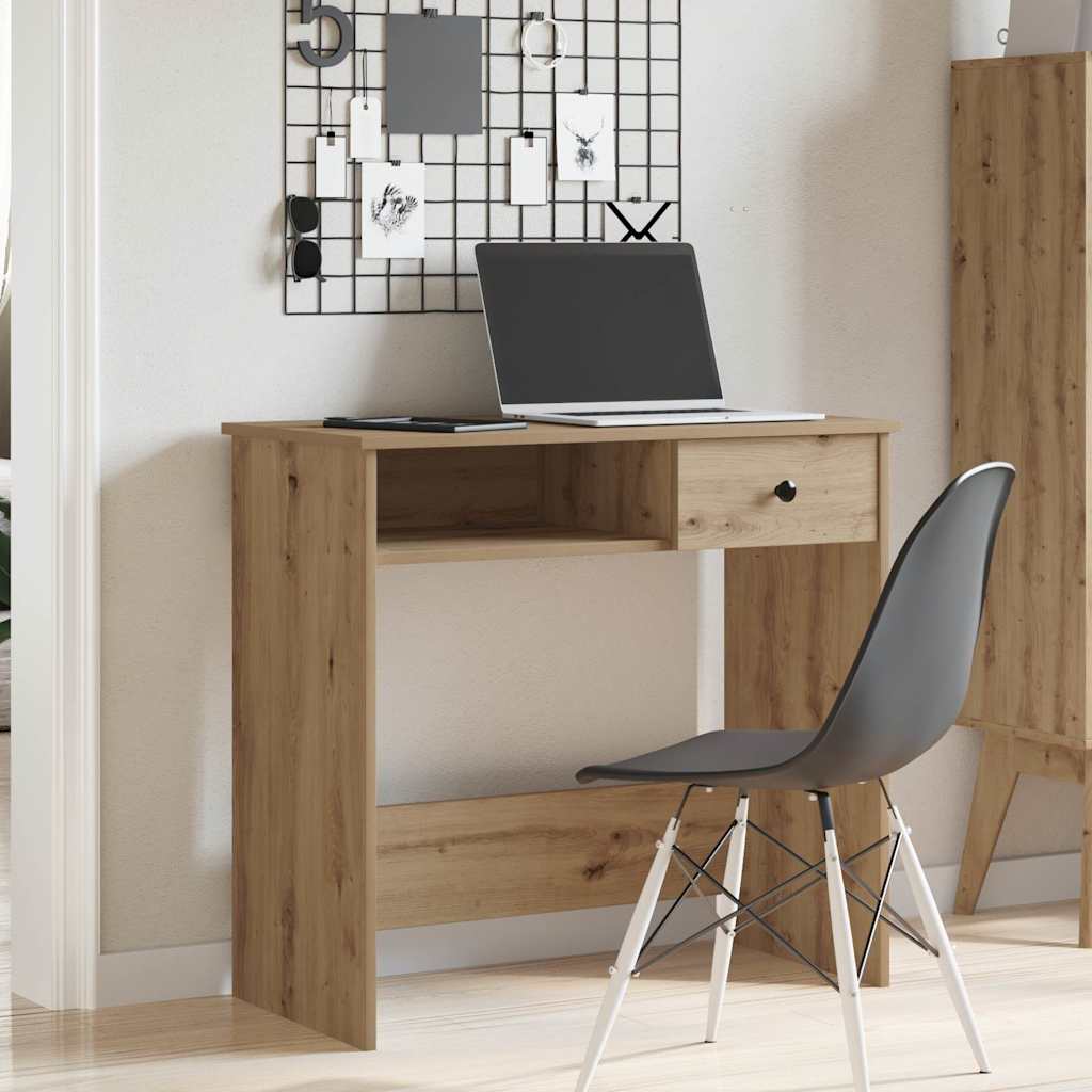 Bureau 80x40x75 cm bewerkt hout artisanaal eikenkleurig
