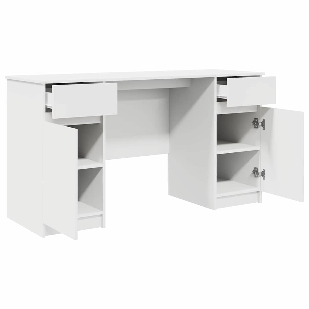 Bureau met lade met plank Wit 140 x 49 x 76 cm Bewerkt hout