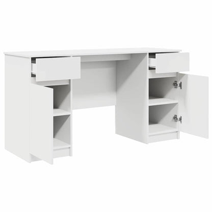 Bureau met lade met plank Wit 140 x 49 x 76 cm Bewerkt hout