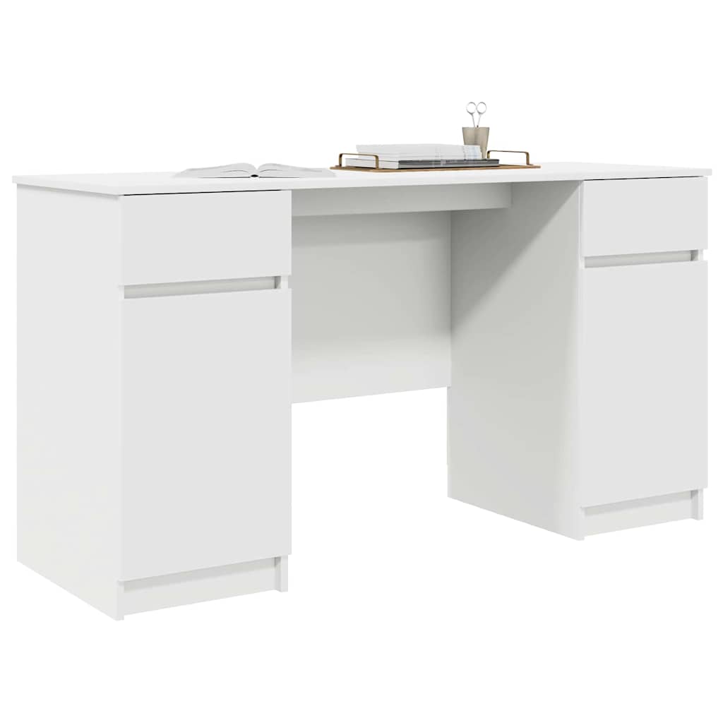 Bureau met lade met plank Wit 140 x 49 x 76 cm Bewerkt hout