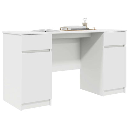 Bureau met lade met plank Wit 140 x 49 x 76 cm Bewerkt hout