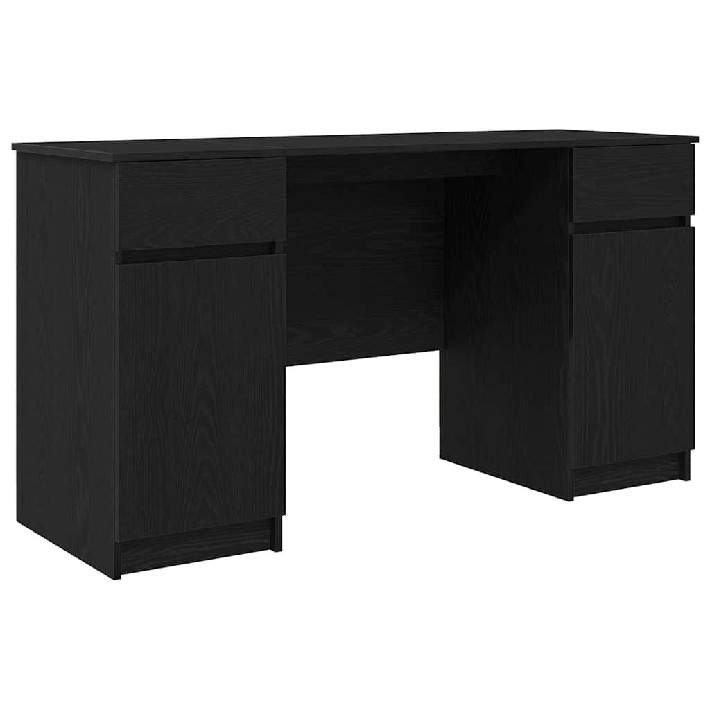 Bureau met lade Zwart eiken 140 x 49 x 76 cm Bewerkt hout