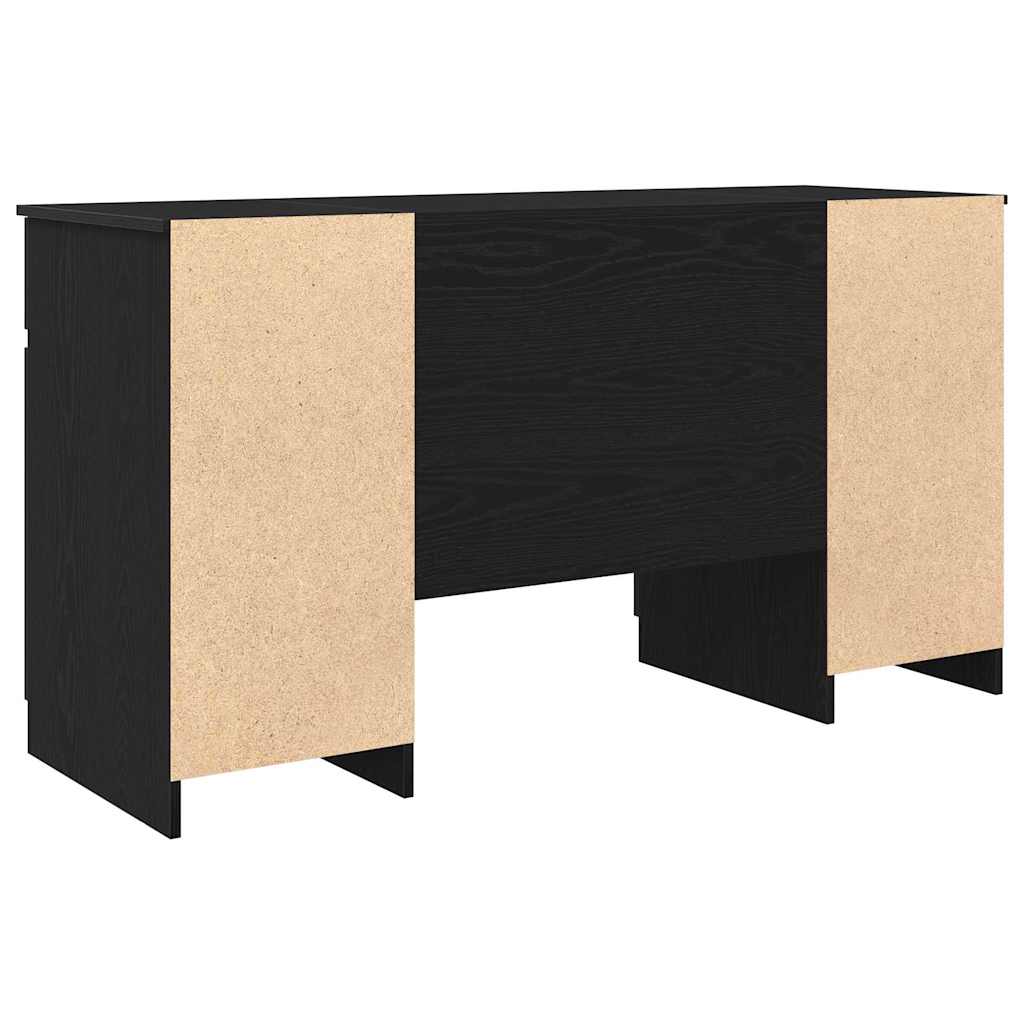 Bureau met lade Zwart eiken 140 x 49 x 76 cm Bewerkt hout