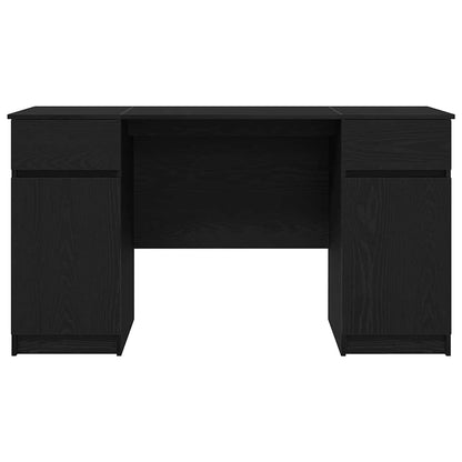 Bureau met lade Zwart eiken 140 x 49 x 76 cm Bewerkt hout