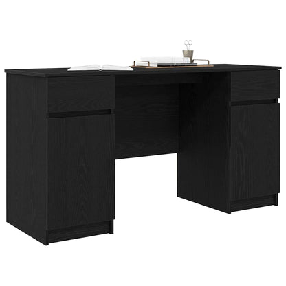Bureau met lade Zwart eiken 140 x 49 x 76 cm Bewerkt hout