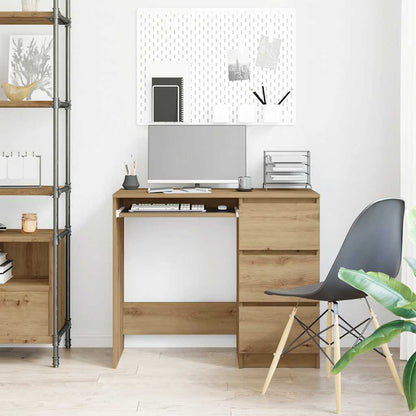 Desk 90x45x76 cm processed wood artisanal oak color