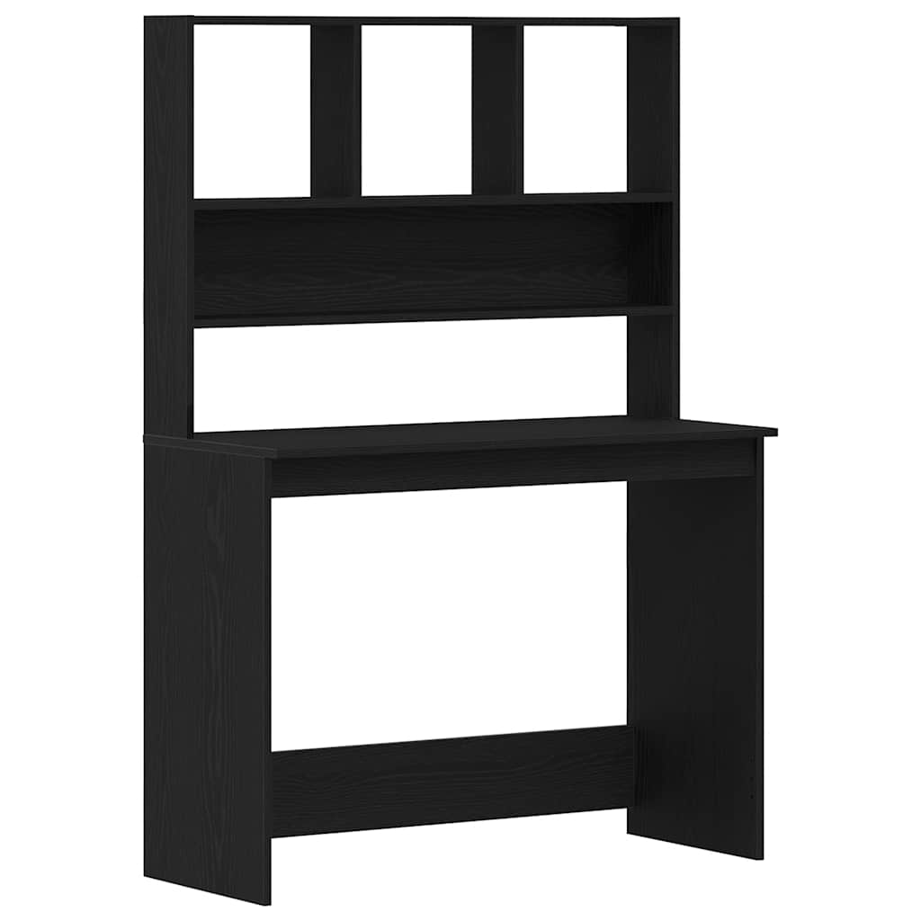 Bureau met schappen 102x45x148 cm bewerkt hout zwart eikenkleur