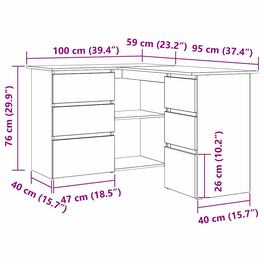 Bureau met lade Zwart Eiken 145 x 100 x 76 cm Bewerkt hout
