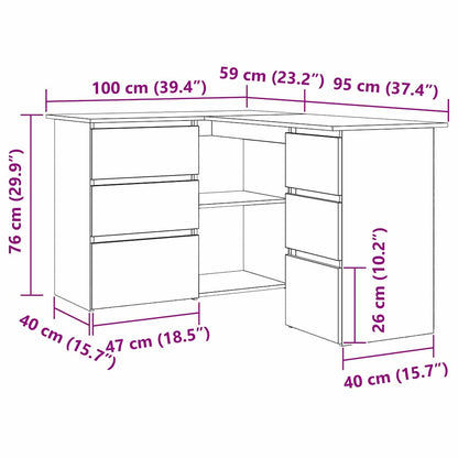 Bureau met lade Zwart Eiken 145 x 100 x 76 cm Bewerkt hout