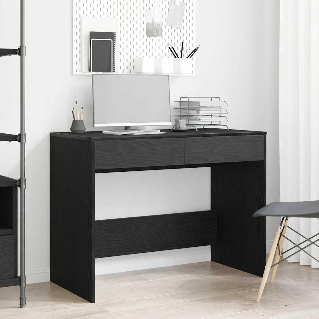Bureau 101x50x76,5 cm spaanplaat zwart eikenkleurig