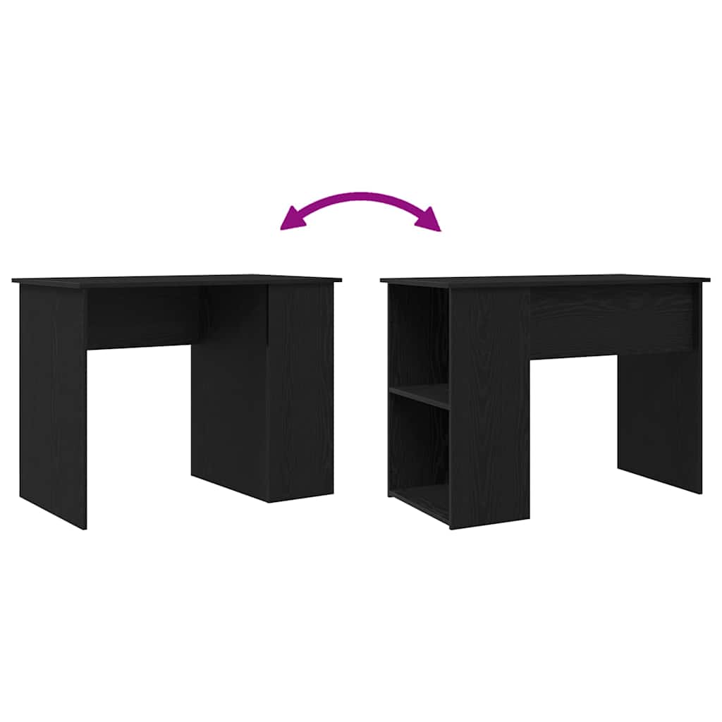 Bureau Zwart Eiken 100x55x75 cm Bewerkt Hout