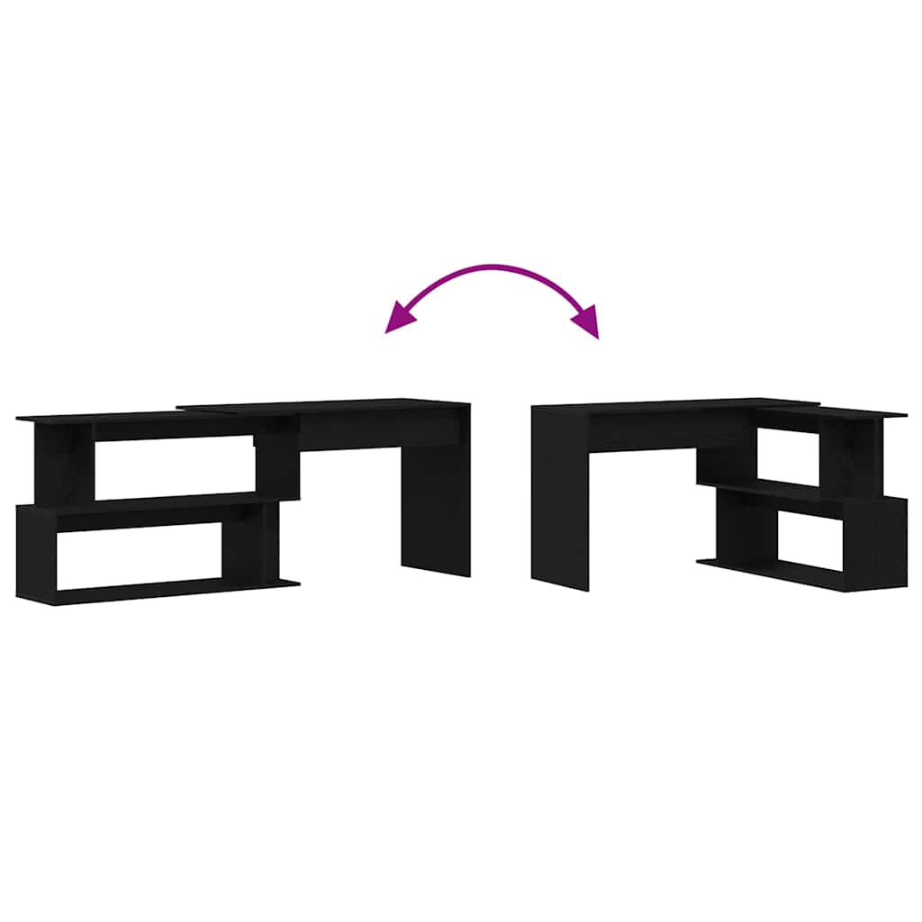 Bureau Zwart Eiken 200 x 50 x 76 cm Bewerkt hout