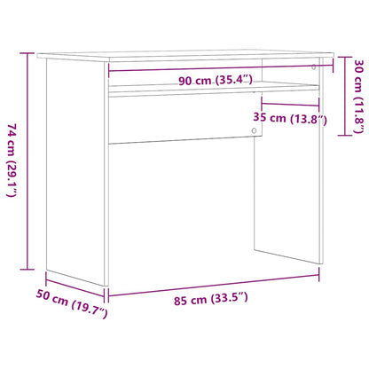 Bureau 90x50x74 cm bewerkt hout zwart eikenkleur