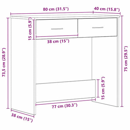 Bureau met lade Zwart Eiken 80 x 40 x 75 cm Bewerkt hout
