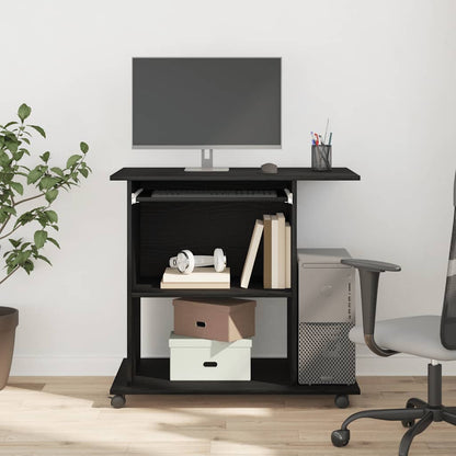 Computerbureau Zwart Eiken 80x50x75 cm Bewerkt Hout