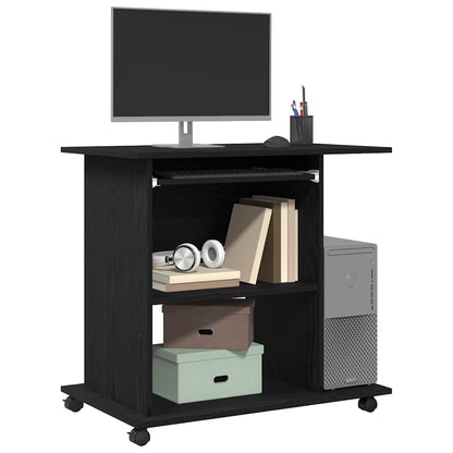 Computerbureau Zwart Eiken 80x50x75 cm Bewerkt Hout