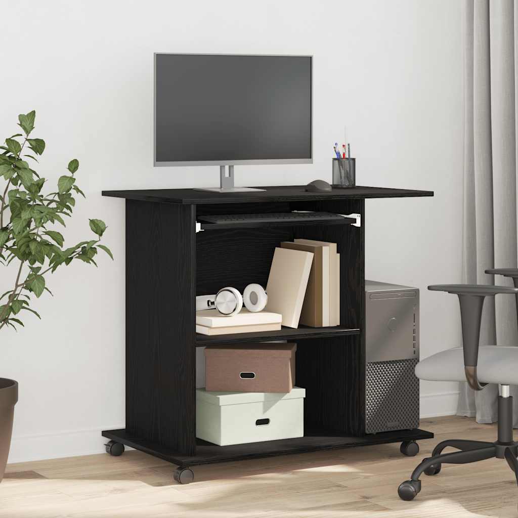 Computerbureau Zwart Eiken 80x50x75 cm Bewerkt Hout