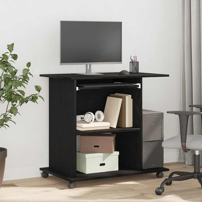 Computerbureau Zwart Eiken 80x50x75 cm Bewerkt Hout
