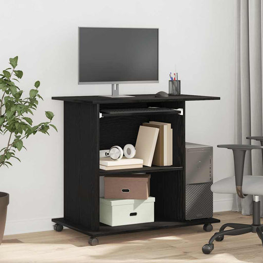 Computerbureau Zwart Eiken 80x50x75 cm Bewerkt Hout