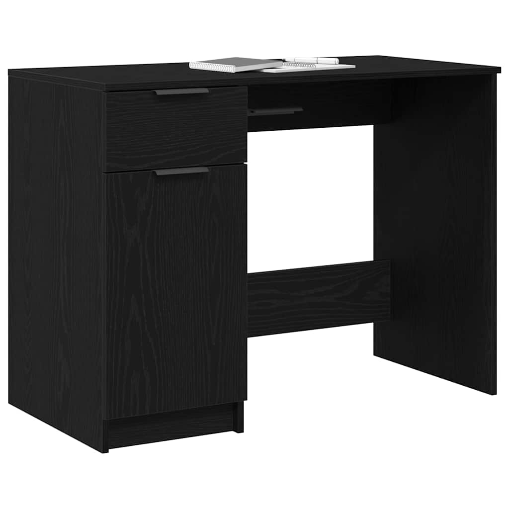 Bureau met lade Zwart Eiken 100 x 50 x 75 cm Bewerkt hout