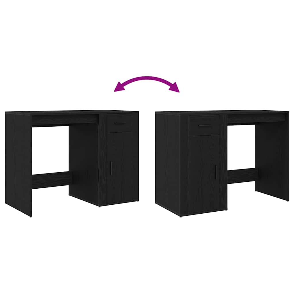 Bureau met lade Zwart Eiken 100 x 49 x 74 cm Bewerkt hout