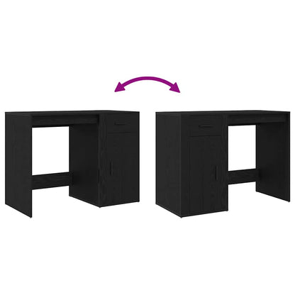 Bureau met lade Zwart Eiken 100 x 49 x 74 cm Bewerkt hout