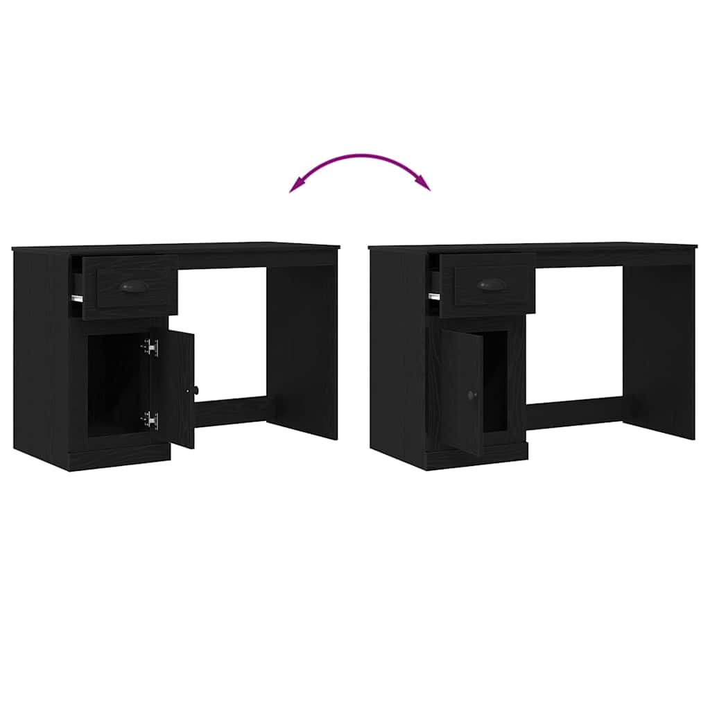 Bureau met lade Zwart Eiken 50 x 115 x 75 cm Bewerkt hout