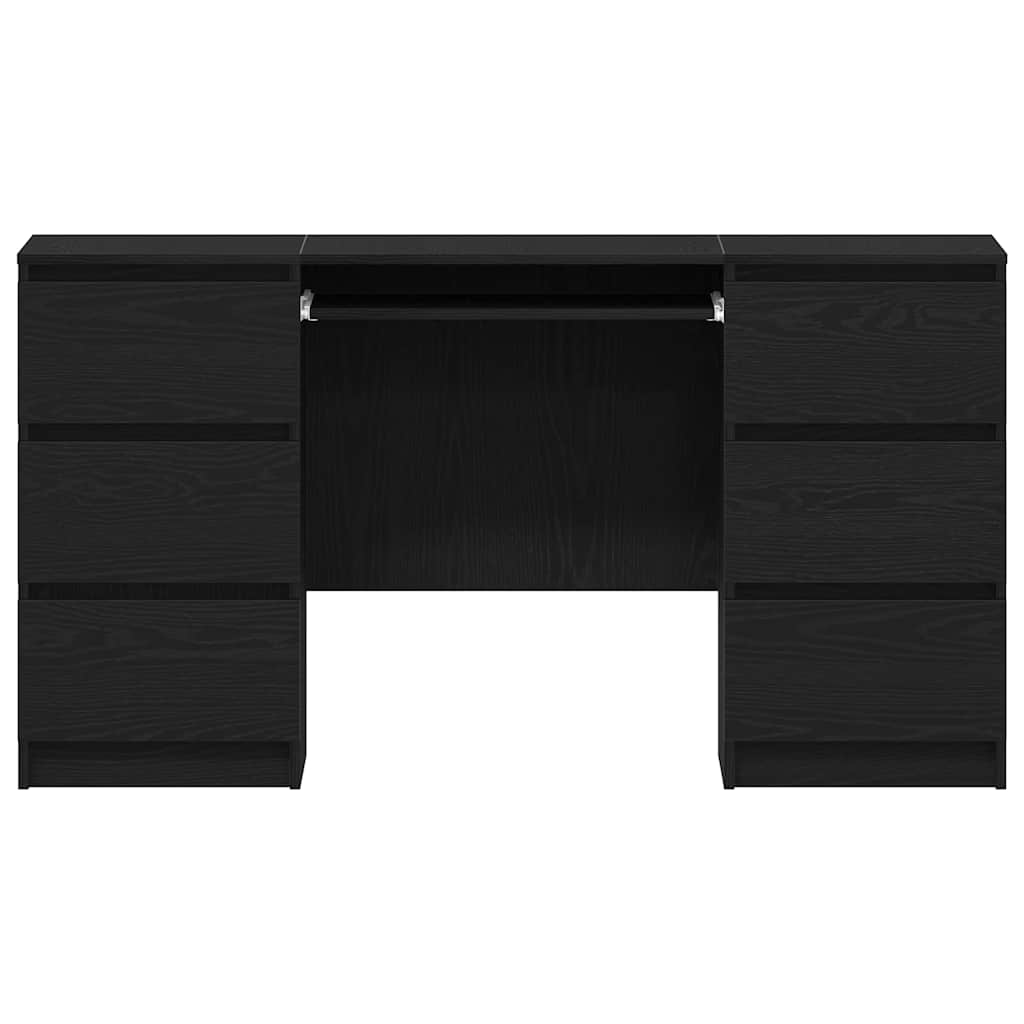 Bureau met lade Zwart Eiken 140 x 50 x 76 cm Bewerkt hout