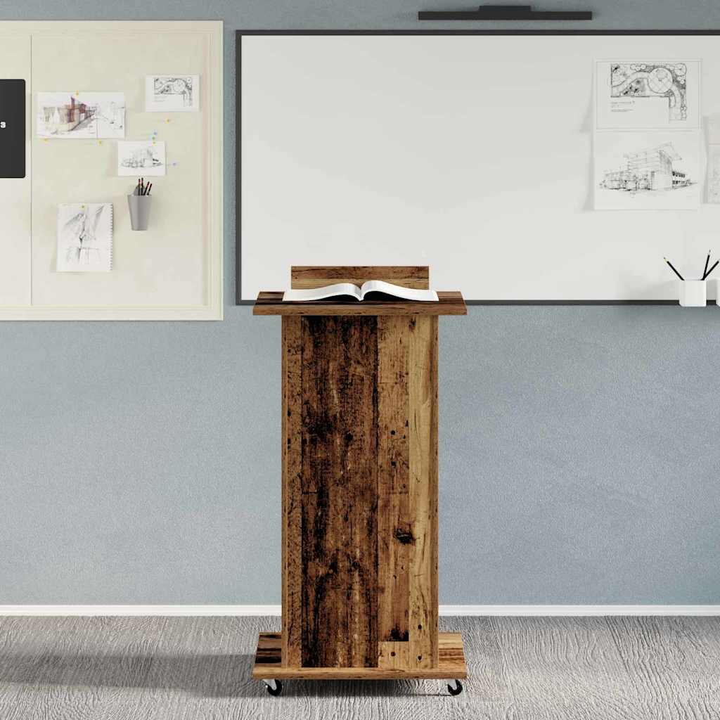 Podium met lade met plank Oudhout 55 x 55 x 107 cm Bewerkt hout