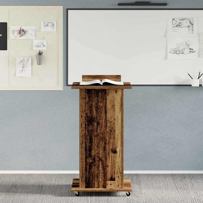 Podium met lade met plank Oudhout 55 x 55 x 107 cm Bewerkt hout