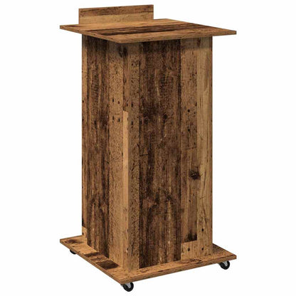 Podium met lade met plank Oudhout 55 x 55 x 107 cm Bewerkt hout