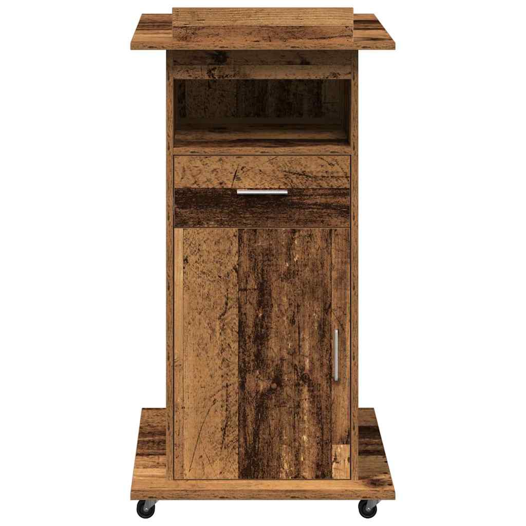 Podium met lade met plank Oudhout 55 x 55 x 107 cm Bewerkt hout