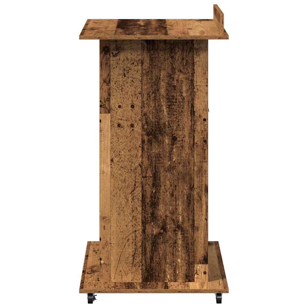 Podium met lade met plank Oudhout 55 x 55 x 107 cm Bewerkt hout