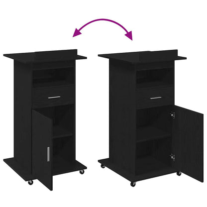 Podium met lade Zwart Eiken 55 x 55 x 107 cm Bewerkt hout