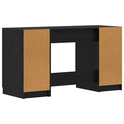 Bureau met lade Zwart Eiken 133 x 50 x 75 cm Bewerkt hout