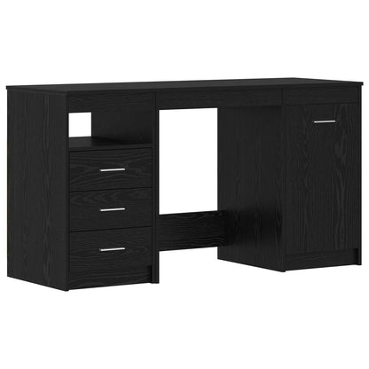 Bureau met lade 2 pcs Zwart Eiken 140 x 50 x 76 cm Bewerkt hout