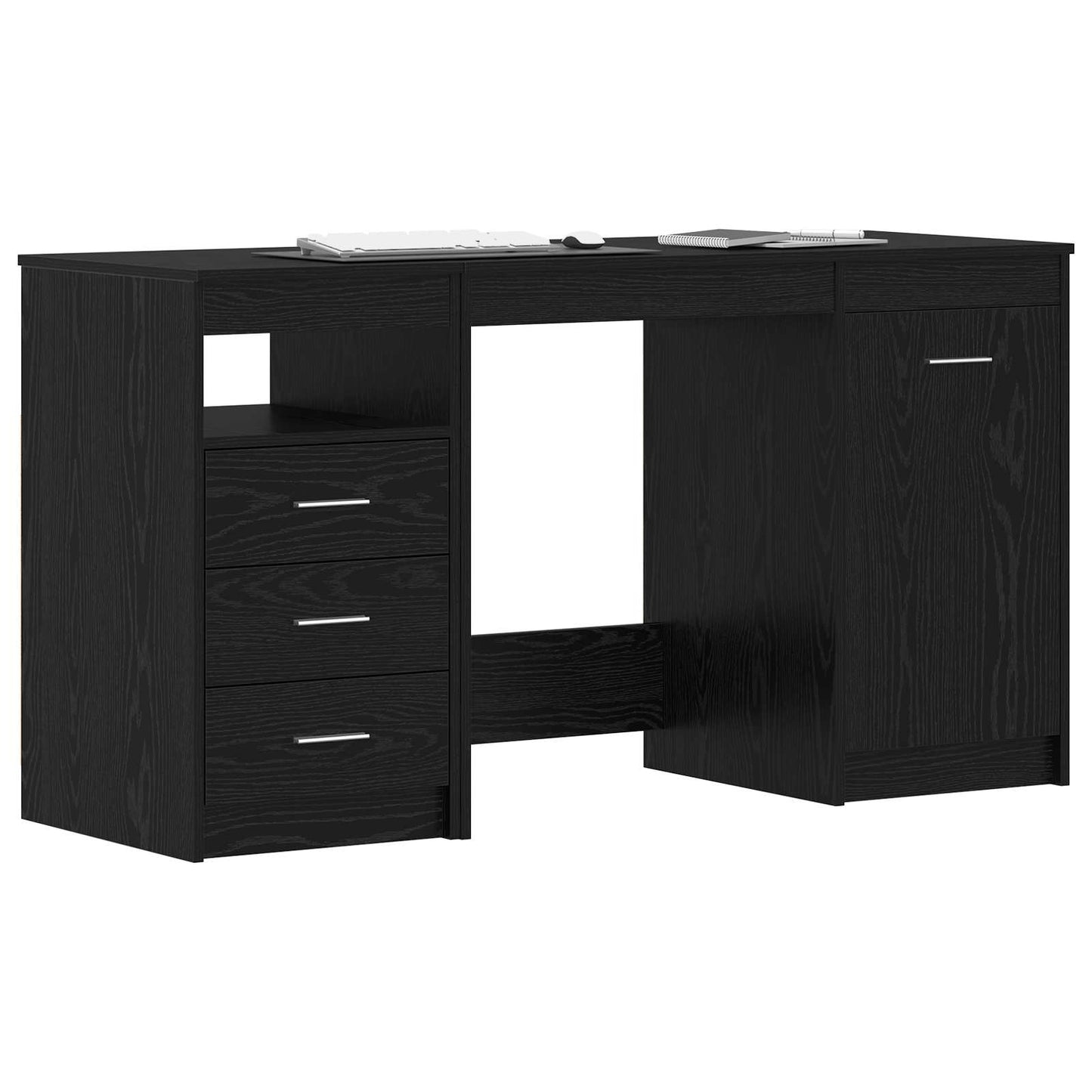 Bureau met lade 2 pcs Zwart Eiken 140 x 50 x 76 cm Bewerkt hout
