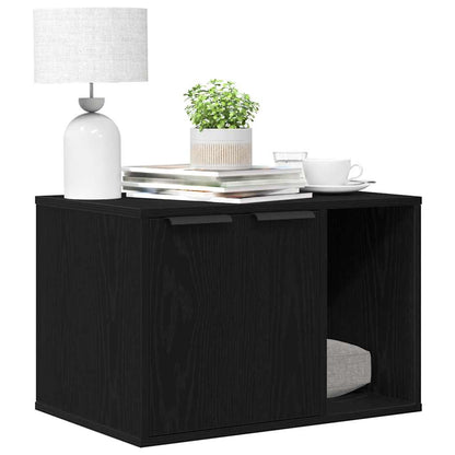 Kattenbakomheining zwart eiken 60x40x40 cm bewerkt hout