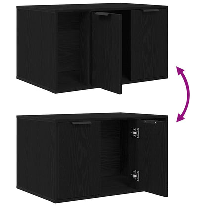 Kattenbakomheining zwart eiken 80x50x45 cm bewerkt hout