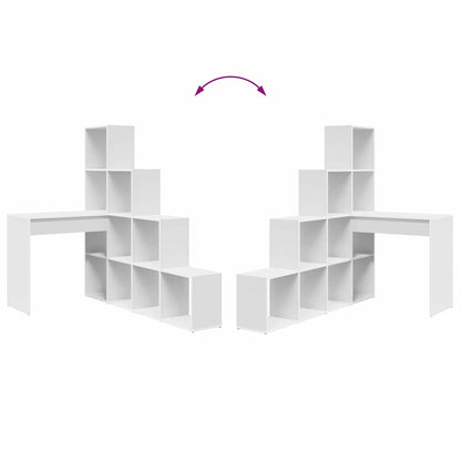 Hoekbureau met plank Wit 101,5 x 149,5 x 149,5 cm Bewerkt hout